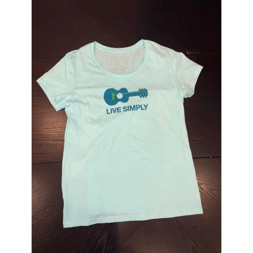 Turquoise Patagonia "Live Simply" Guitar Graphic Tee Sz L